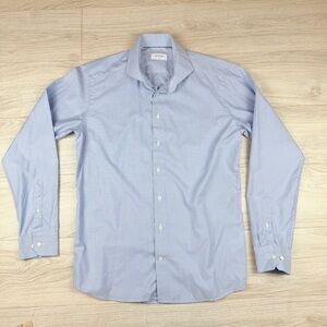 Eton Houndstooth Checkered Light Blue Slim Fit Dress Shirt Cambridge 44  17 1/2